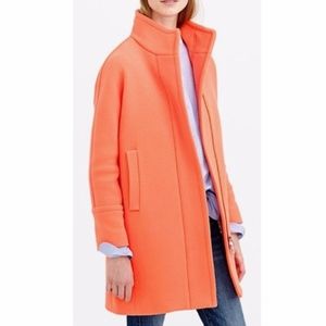 J CREW Stadium Cloth Standing-Collar Coat-- Coral